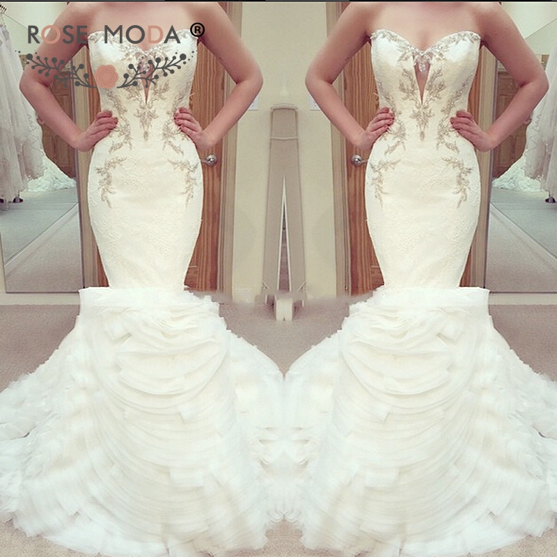 Rose Moda Illusion Deep Sweetheart Mermaid Wedding Dress With